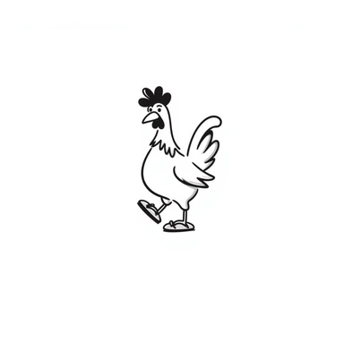 white rooster wearing flip-flops sticker