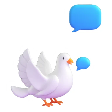 dove with a chat bubble, game-like setting sticker