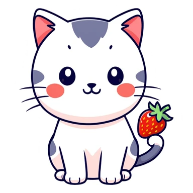 Cat with a strawberry pink sticker