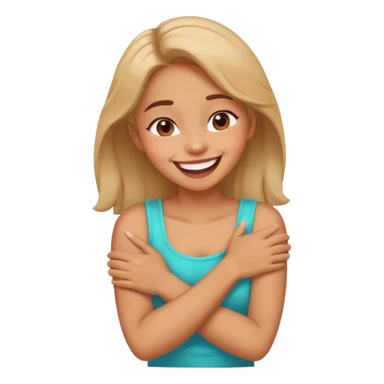 Arms crossed holding neck laughing girl sticker