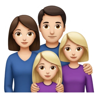 Familia : Hombre pelo oscuro, Mujer pelo cafe, hija mayor pelo mono , hija menor pelo oscuro. sticker