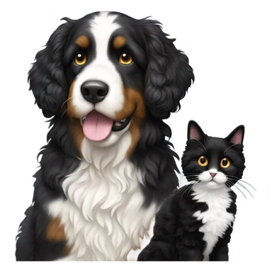 Black cat with bernedoodle sticker