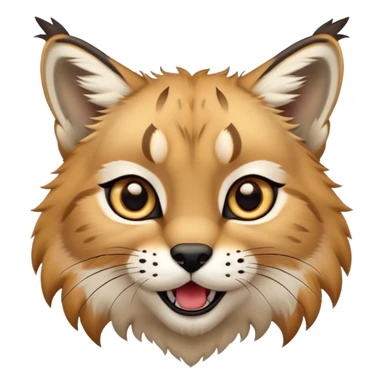 Cinematic-realistic cute-Lynx-Portrait-Emoji – Head tilted dramatically with an exaggeratedly amused expression, featuring a thick, tufted golden-brown coat with striking black ear tufts, wide, expressive amber eyes filled with playful disbelief. zoomed out to show fluffy fur sticker