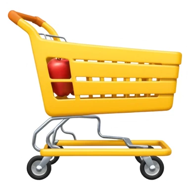 Yellow shopping cart emoji.
Keep the original cart shape.
Flat, simple, Apple-style.
No extra details, transparent background. sticker
