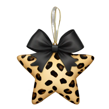 christmas decoration star leopard print with black bow sticker