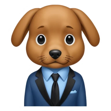 brown dog with black tie,blue shirt sticker