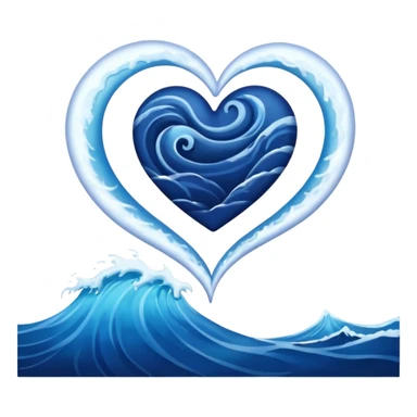 dark blue heart with sea waves sticker