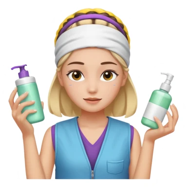 Clean girl aesthetic emoticons, apply skincare products, headband, glowing skin, vest, soft lighting
 sticker