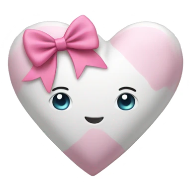White heart with pink bow sticker