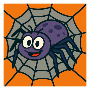 cartoon spider on an orange-gray background, animated look with slightly moving legs sticker