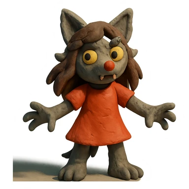 claymation style werewolf girl sticker