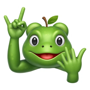 Apple frog emoji that is doing the hand sign of the deaf emoji sticker