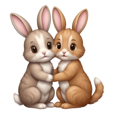 Bunny and kitten hugging sticker