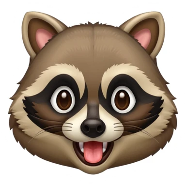 a raccoon with its tongue out with not red eyes  sticker