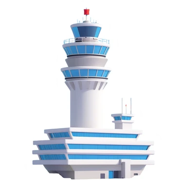 Schiphol Airport control tower, iconic modern architecture, clear details sticker