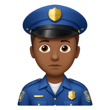 I want you to create an emoji of a sergeant, like a police officer. He should be a young guy with dark brown hair, brown eyes, medium-dark skin, shown from the chest up, and with the text “comisario morcuende” sticker