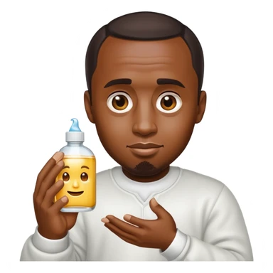 P Diddy as an emoji with baby oil in his hands with a smirk face sticker