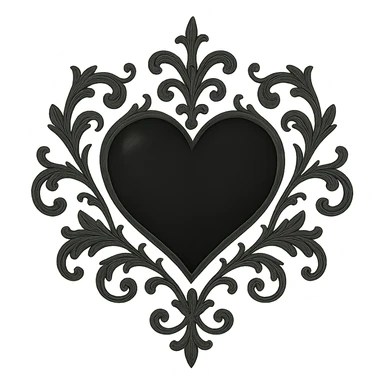 black gothic heart, ornate, dark, elegant, ghibli style sticker