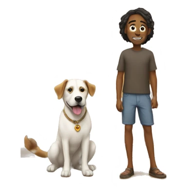 Human and dog inside of house  sticker