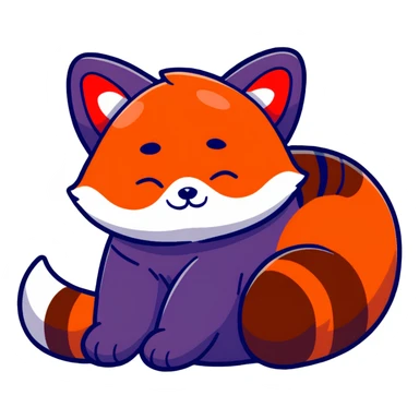 cute red panda sleeping, cartoon sticker style, less orange fur sticker