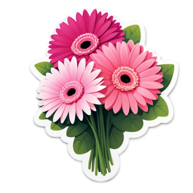 Pink gerbera flowers bouquet sticker