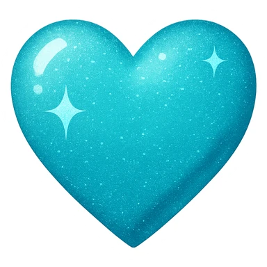 Change the glittery pink color heart with a subtle gradient and no border to a glittery blue color heart with a subtle gradient and no border. Keep the background transparent. Maintain the glittery texture and subtle gradient effect in blue shades, no border around the heart. sticker