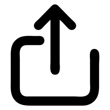 Apple-style iOS share button with arrow pointing up from a box, clean minimalist design sticker