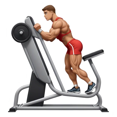 side-view bodybuilder using gym calf-raise machine sticker