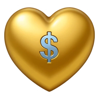 A golden heart with a money pattern around it sticker