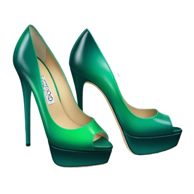 Realistic isolated top view of a pair of emerald green ombre Jimmy Choo high heel shoes. sticker