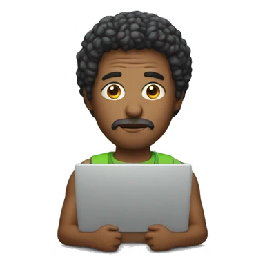 serious man with laptop sticker