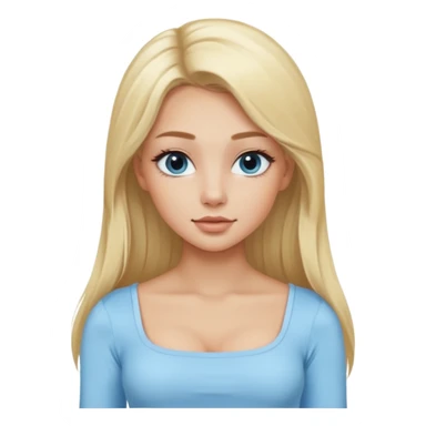 pretty girl blonde long hair makeup baby blue skin tight square neckline long sleeve top sticker