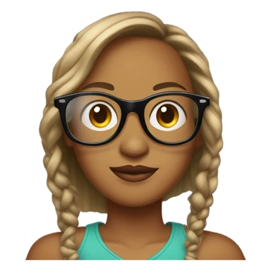 a gilr is wearing earrings and personalized glasses, and the ball head wears glasses and the face is round and square sticker