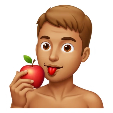 man eating apple sticker