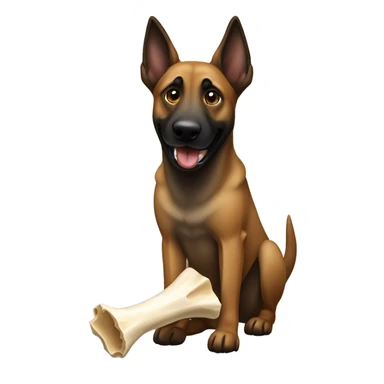 Belgian malinois carrying a bone sticker