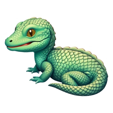 Meme-Worthy cute Sleeping Monitor Lizard Portrait Emoji, Head resting peacefully with a contented smile, showcasing intricately patterned scales and eyes gently closed in serene slumber, Simplified yet comically adorable features, highly detailed, glowing with a soft, drowsy earthy light, high shine, relaxed and utterly lovable, stylized with an air of playful laziness, bright and heartwarming, soft glowing outline, capturing the essence of a sleeping reptilian guardian that feels destined to become the next viral icon of adorable rest! sticker