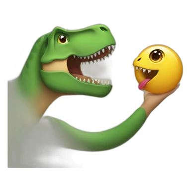 T Rex being held by an emoji sticker