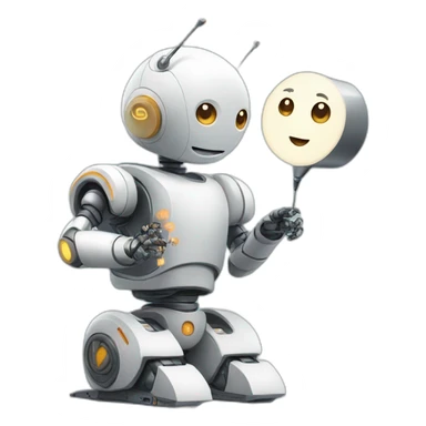 robot with antena reading stories sticker