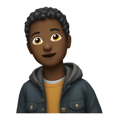 boy in jacket by window sticker