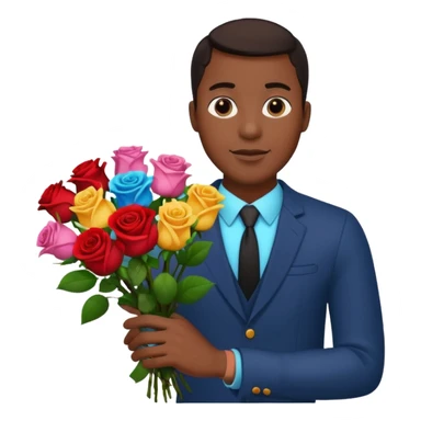 Black Male hand give a bogue of flowers sticker