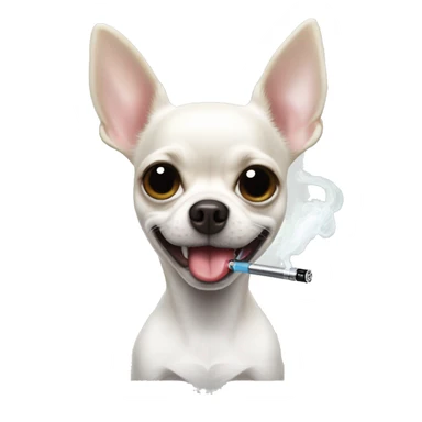 A white chihuahua holding a vape in mouth sticker