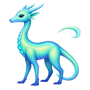 Shiny Exotic Colorful Neon-colored Ethereal Sparkly Amaura-Aurorus-Fakémon-hybrid-creature (full body)  sticker