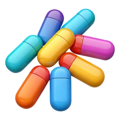 pills, 3d cartoon style, memoji style. sticker