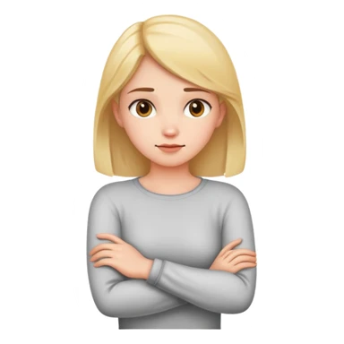 Girl arms crossed holding neck  sticker