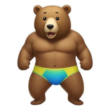 Bear in Speedo on a beach sticker