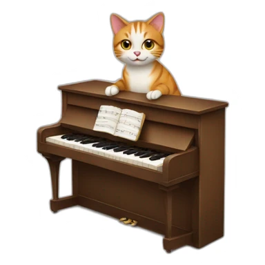 cat playing piano sticker