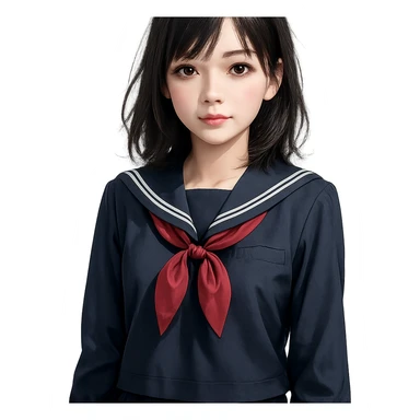 realistic anime style girl in a school uniform sticker
