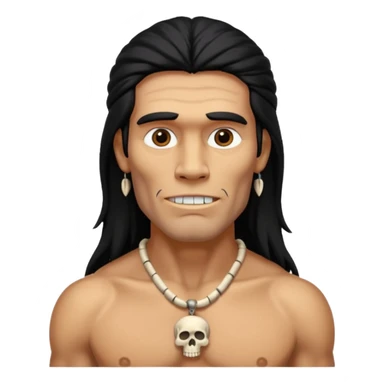 Stone age man  with skull Bone Necklace sticker