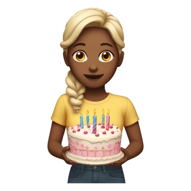girl with birthday cake sticker