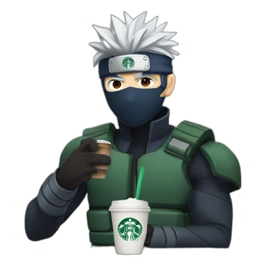 kakashi drinks starbucks sticker